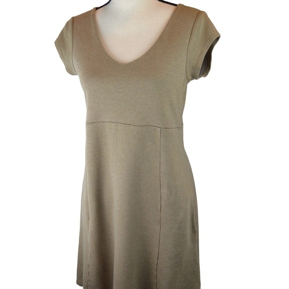 Horny Toad V-Neck Casual Dress, Seam Pockets - Tan/Beige, Size Medium - Picture 1 of 10